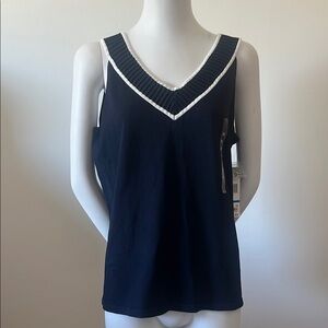 Jones New York Navy Blue V-Neck Women's Knitted Top Size XL New With Tag